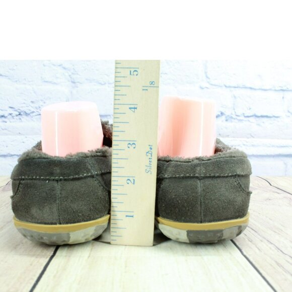 LL Bean Dark Gray Suede Fleece Lined Mountain Slipper Scuffs Size 11 M - Picture 6 of 9